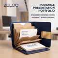 ZELQO™ 📁 Portable Business Card Portfolio – Compact Leather Organizer with Tiered Display Pockets