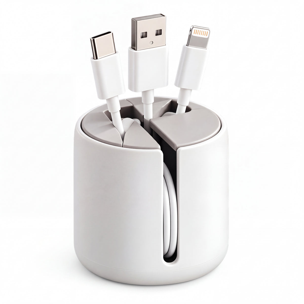 ZELQO Smart Desk Cable Organizer – 3-in-1 Compact Cable Winder & Cord Holder, Minimalist Desktop Wire Management
