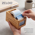 ZELQO™ 🏷️ Bamboo Label Dispenser – Removable Write-On Index Sticker Roll for Office Filing & Desk Organization