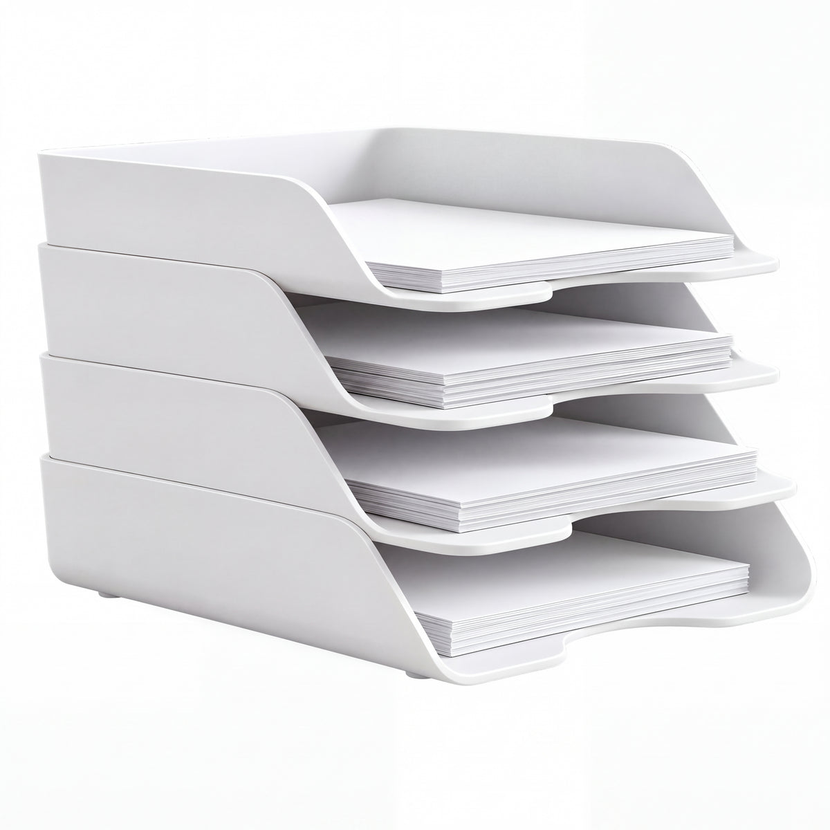 ZELQO™ 4-Tier Modular Desktop File Organizer – Stackable Wave Design for Letters, Papers & Documents