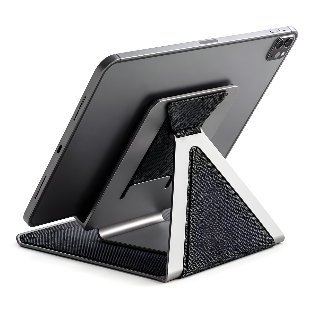 ZELQO™ FLEX-ARCH™ 📱 Foldable Tablet Stand – Ultra-Portable Multi-Angle Desk Stand in Lightweight Aluminum & Woven Fabric